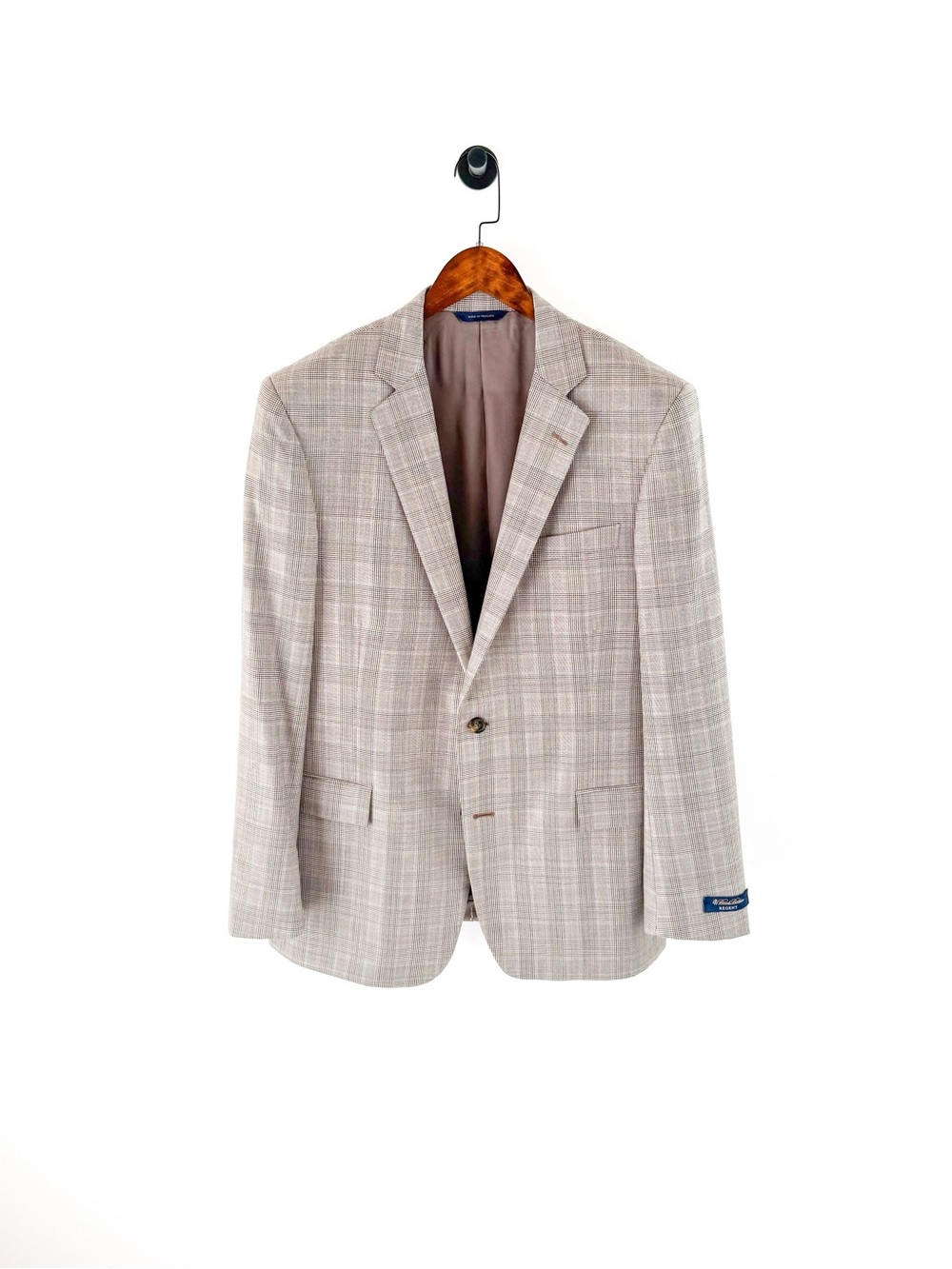 NWT NEW Brooks Brothers Glen Plaid Italian Sport Coat Tan Blue Blazer Men's 43L - Picture 3 of 14